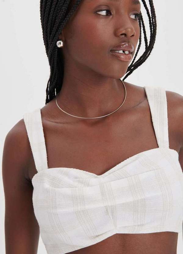 My Favorite - Top Cropped de Alças Xadrez A0797 2