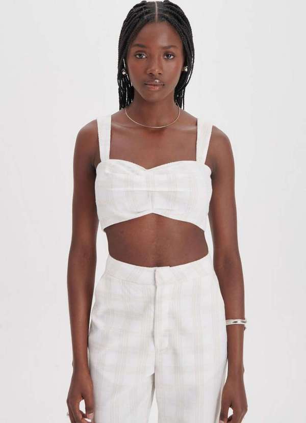 My Favorite - Top Cropped de Alças Xadrez A0797 4
