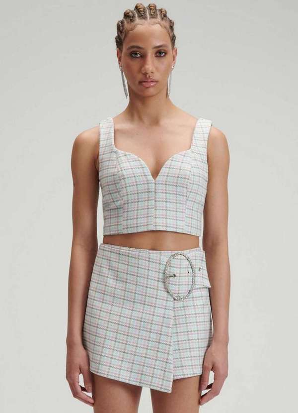 My Favorite - Top Xadrez Cropped de Alça A0150