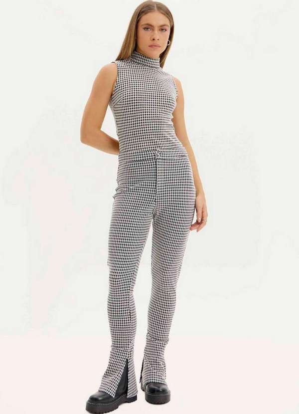 My Favorite - Calça Boot Cut Cintura Xadrez A1370