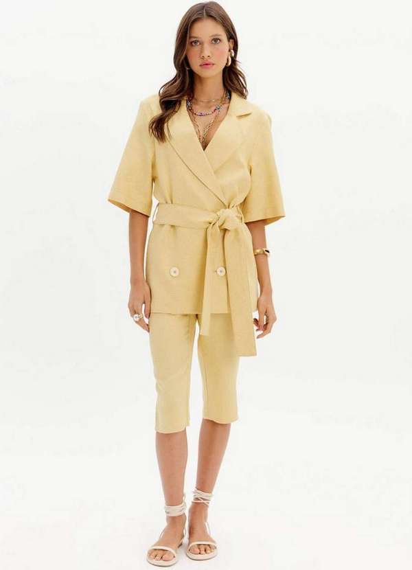 My Favorite - Calça Capri Cintura Alta com Linho A3027