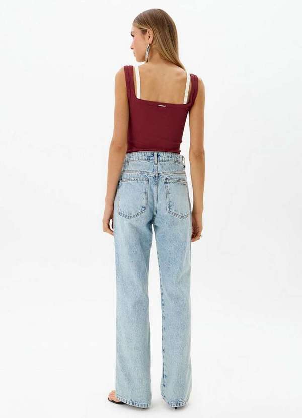 My Favorite - Calça Jeans Reta Cintura Alta Aplicações A0004 4