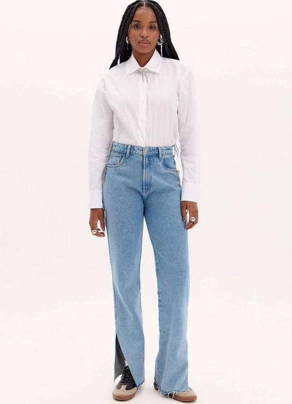 My Favorite - Calça Jeans Reta com Aplicação A0004