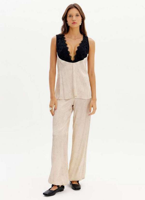 My Favorite - Calça Parachute Cintura Alta Cetim A2552 1