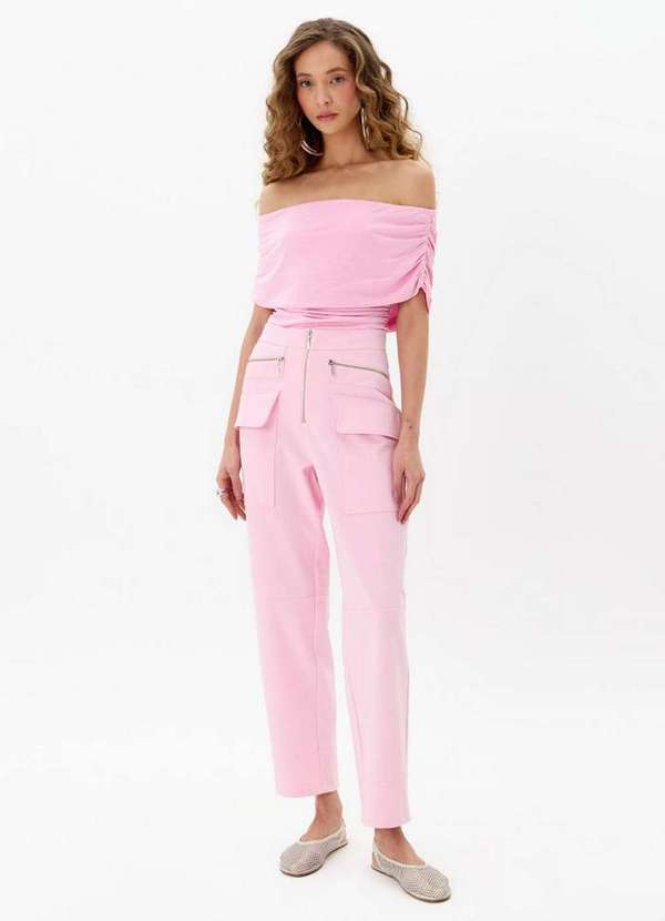 My Favorite - Calça Reta com Bolso Cargo Cintura Alta A2468