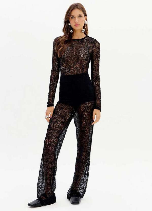 My Favorite - Calça Reta Renda com Hot Pants A0003