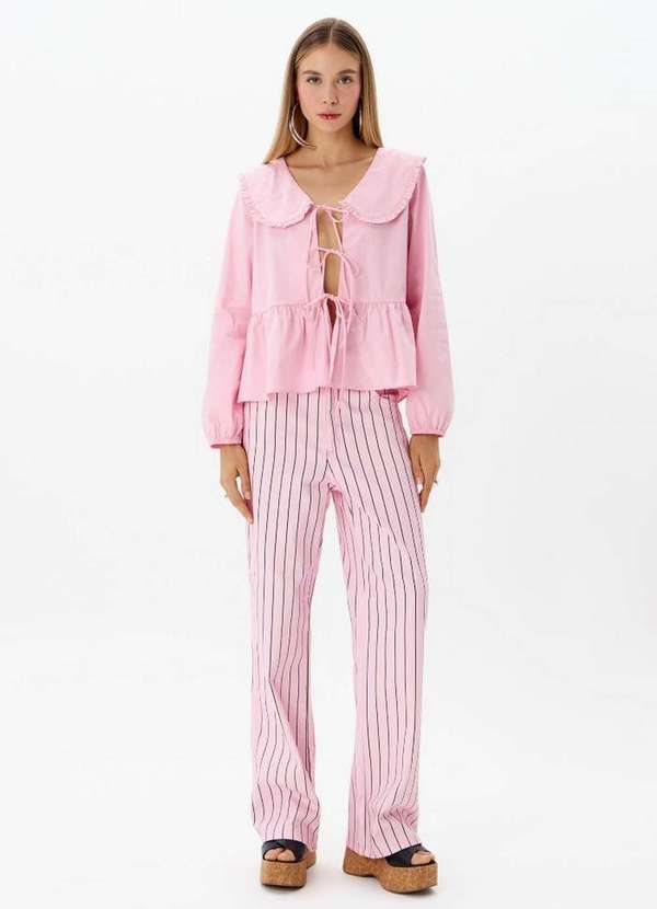 My Favorite - Calça Sarja Full Length Cintura Alta Listrada A2997