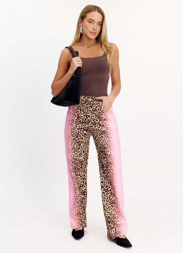 My Favorite - Calça Sarja Reta Animal Print A2457