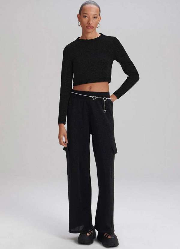 My Favorite - Calça Tricot Wide Leg Cintura Alta 00003