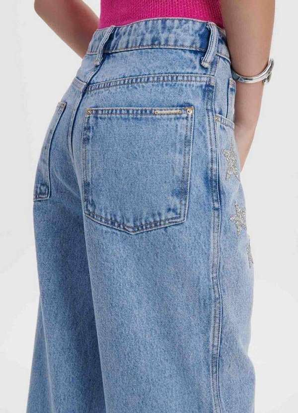 My Favorite - Calça Wide Leg Jeans com Estrelas A0004 2