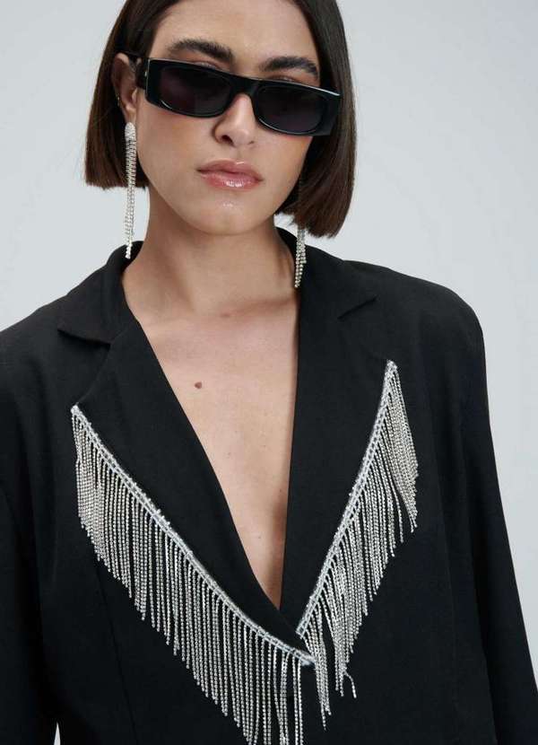 My Favorite - Blazer Alfaiataria com Franja Strass A0003