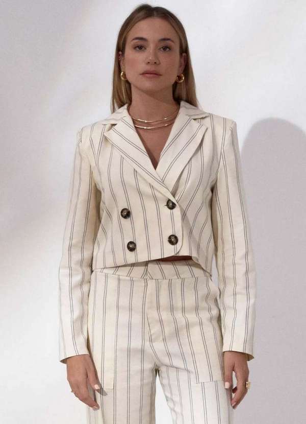 My Favorite - Blazer Curto Alfaiataria Risca de Giz A0710