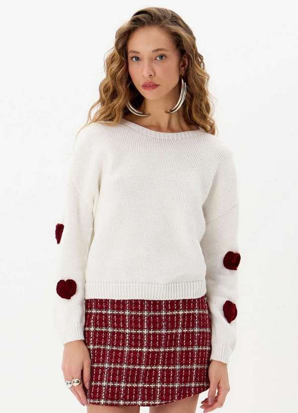 My Favorite - Blusa Manga Longa Tricot com Aplicações de Coração A0001