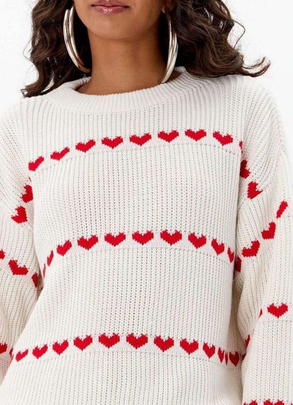 My Favorite - Blusa Tricot Manga Longa Corações A2920 2