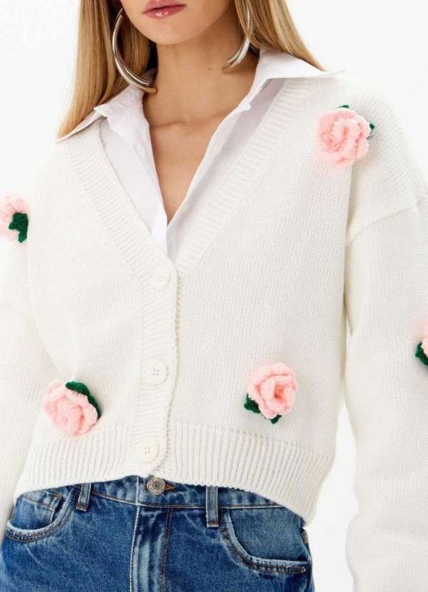 My Favorite - Cardigã Tricot com Flores Aplicadas A0001 2