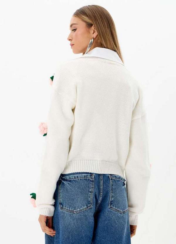 My Favorite - Cardigã Tricot com Flores Aplicadas A0001 3