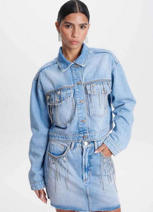 My Favorite - Jaqueta Trucker Jeans com Aplicações A0004