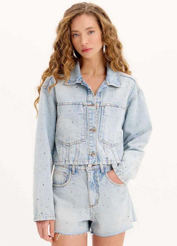 My Favorite - Jaqueta Jeans Trucker Brilhos A0004