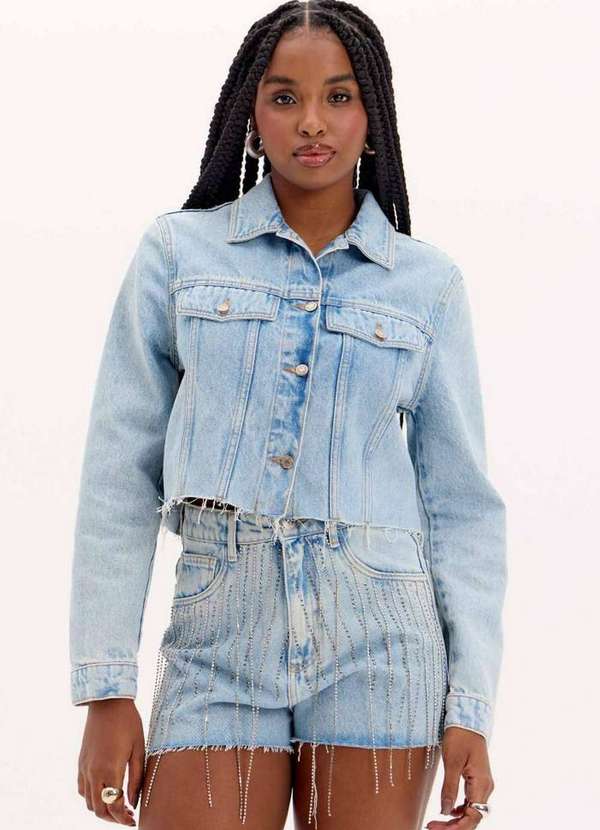 My Favorite - Jaqueta Trucker Jeans Brilhos A0004