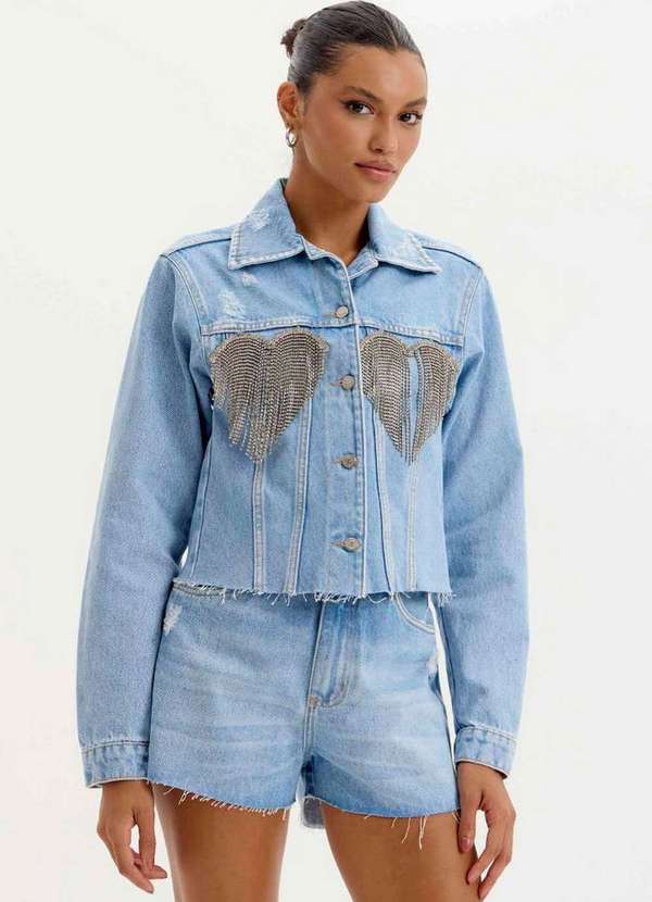 My Favorite - Jaqueta Trucker Jeans Coração A0004