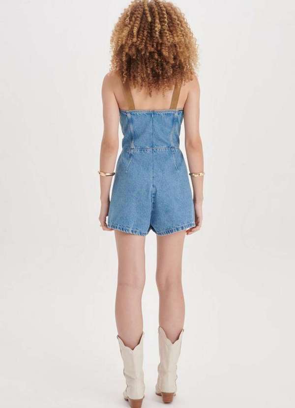 My Favorite - Macacão Curto Jeans Alça de Camurça A0004 2