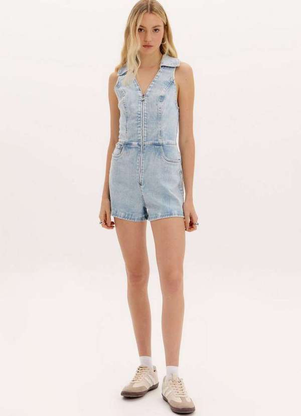 My Favorite - Macacão Curto Jeans com Zíper A0004