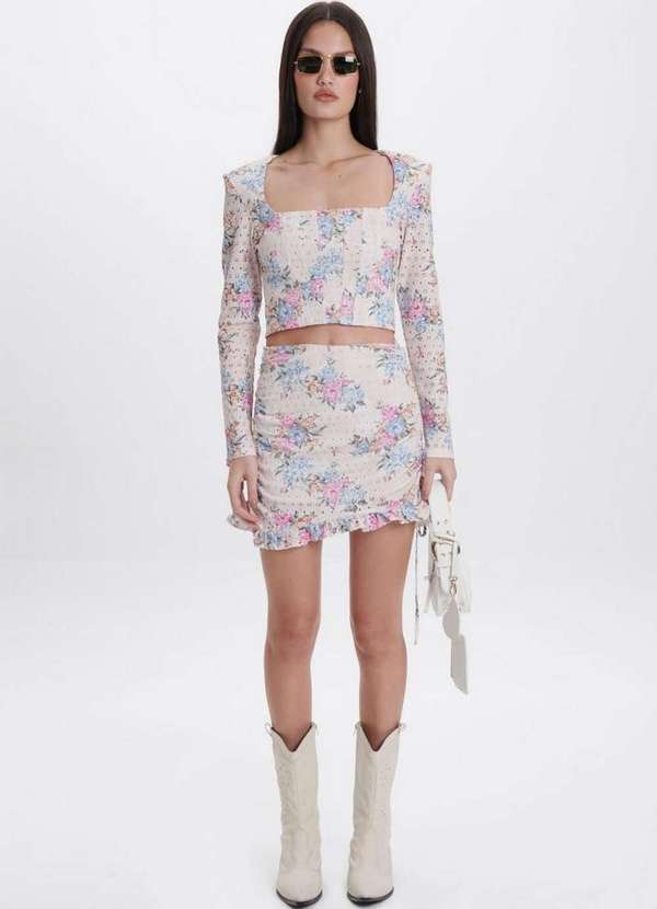 My Favorite - Saia Curta com Babado Floral A0557 1