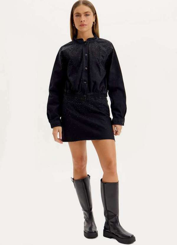 My Favorite - Saia Curta Jeans Brilhos A0003