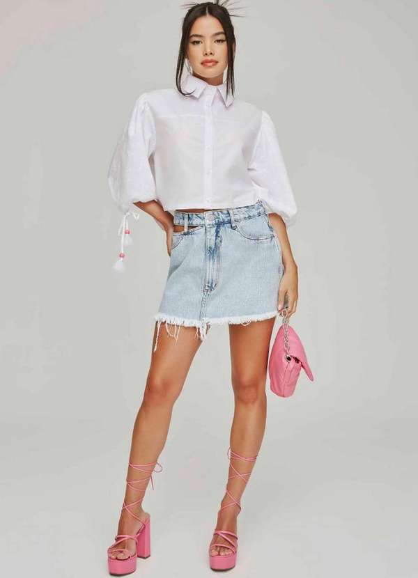 My Favorite - Saia Jeans Assimétrica Cut Off 00004