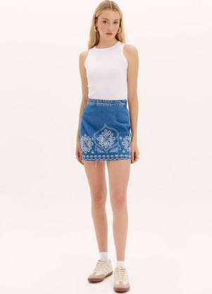 My Favorite Saia Jeans Curta Bordada A0004