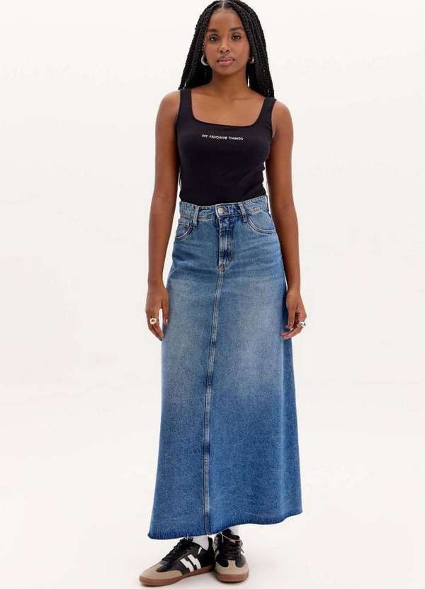 My Favorite - Saia Longa Evasê Jeans A0004