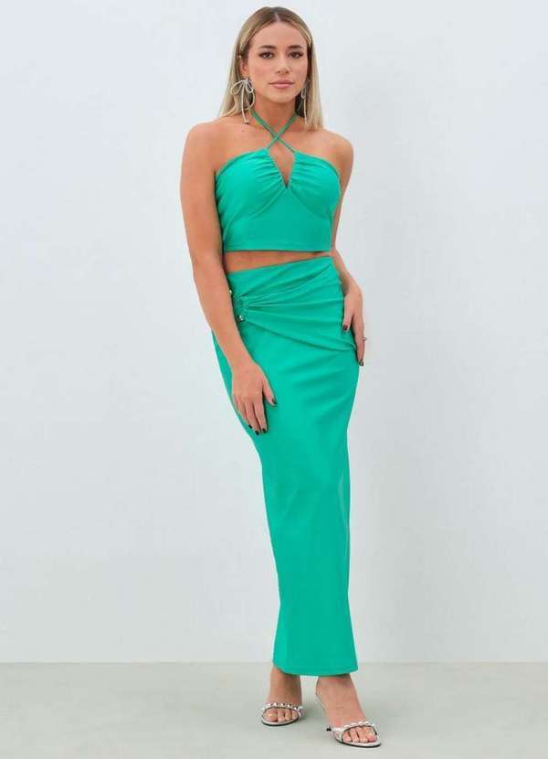 My Favorite - Saia Midi Cintura Alta com Drapeado A1997