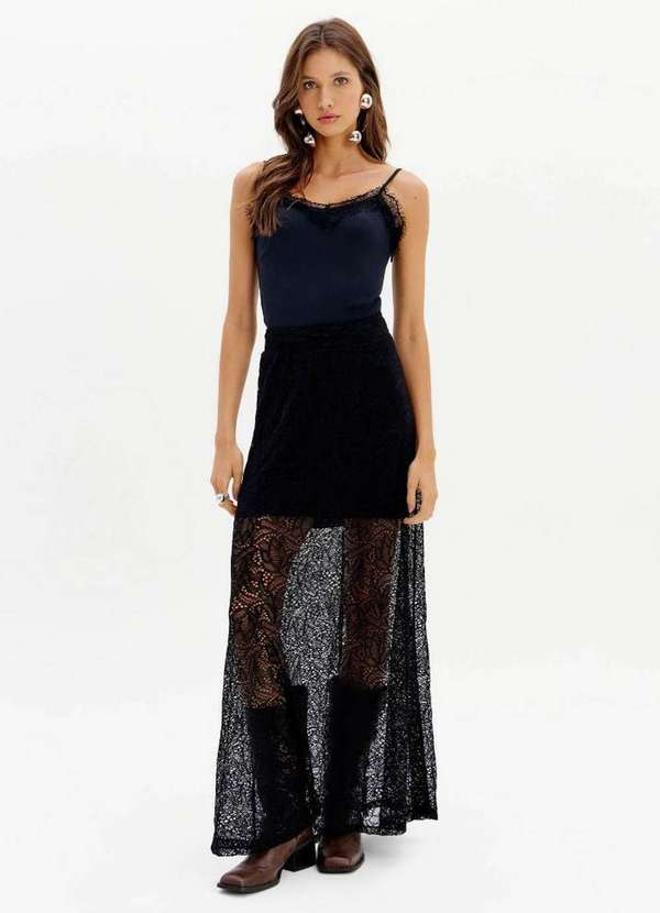 My Favorite - Saia Midi Evasê Renda A0003