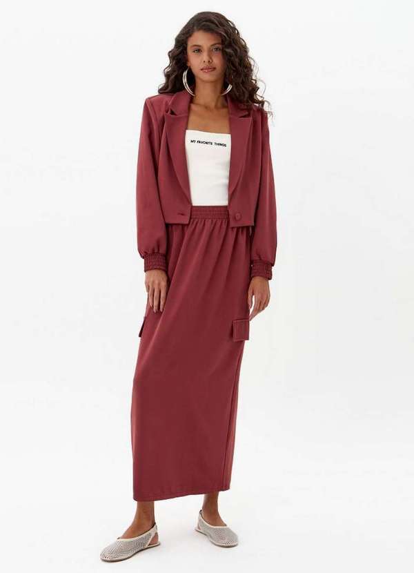 My Favorite - Saia Super Midi Alfaiataria Cós de Elástico A2471