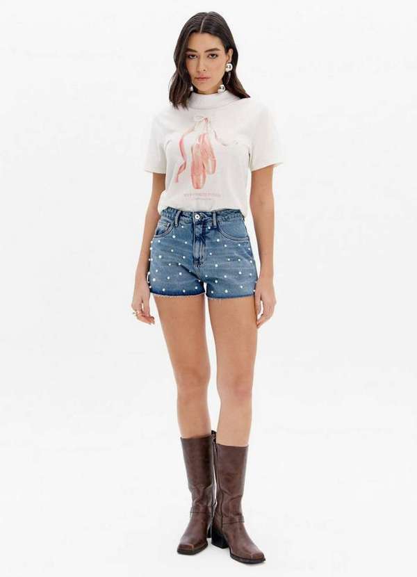 My Favorite - Short Jeans Grandfather com Aplicações A0004