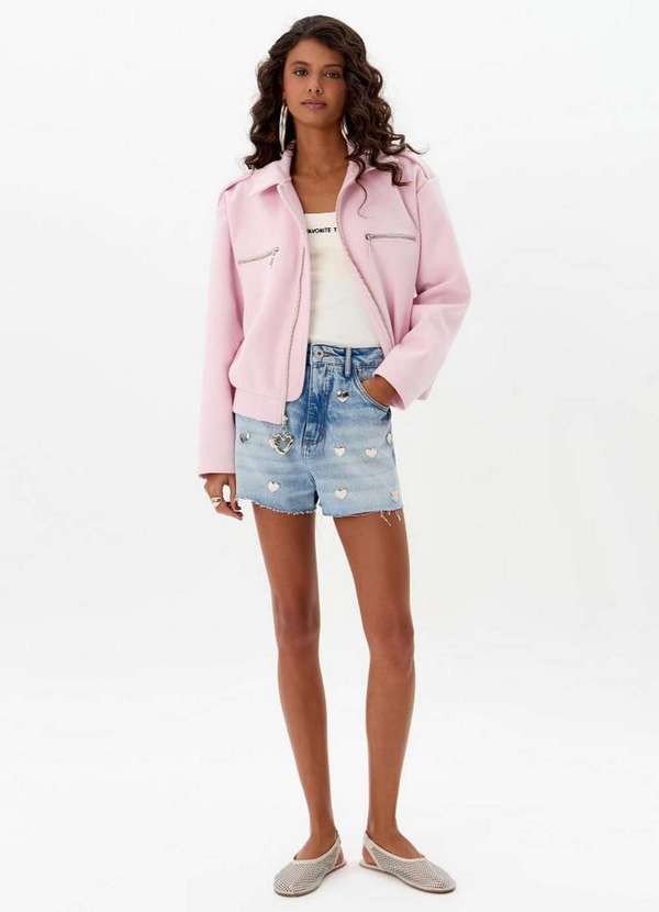 My Favorite - Short Jeans Grandfather com Corações A0004