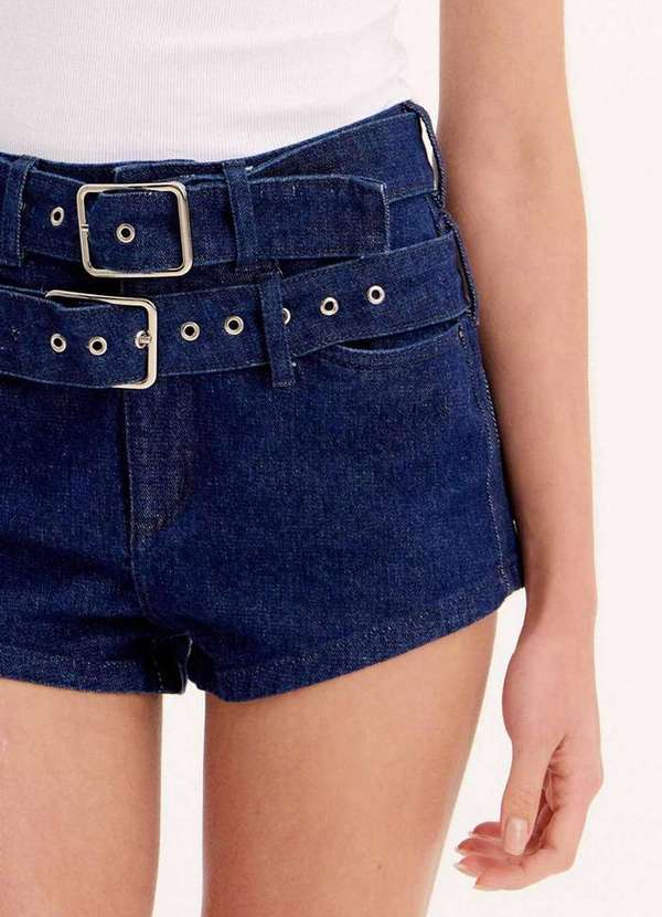 My Favorite - Short Jeans Hot Pants Cintura Alta com Cintos A0004 2