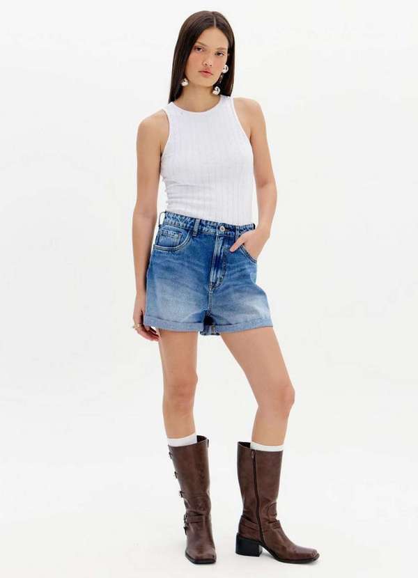 My Favorite - Short Jeans Mom Cintura Super Alta A0004