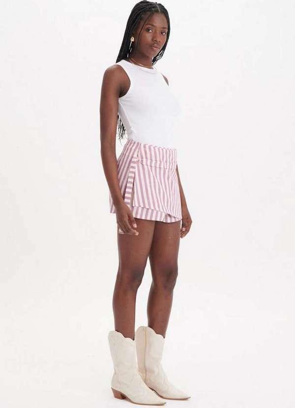 My Favorite - Short Saia com Transpasse Listras A0745