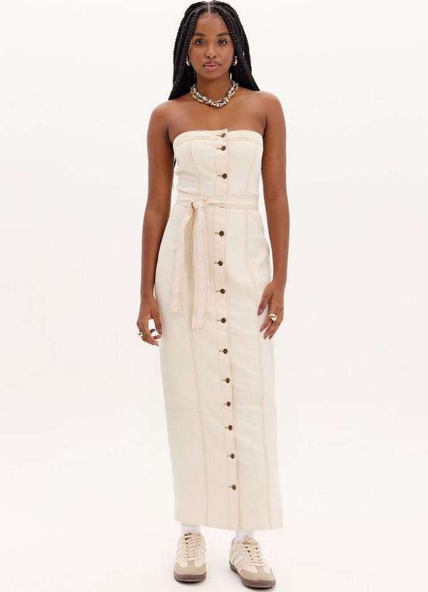 My Favorite - Vestido Midi Sarja com Faixa A0001