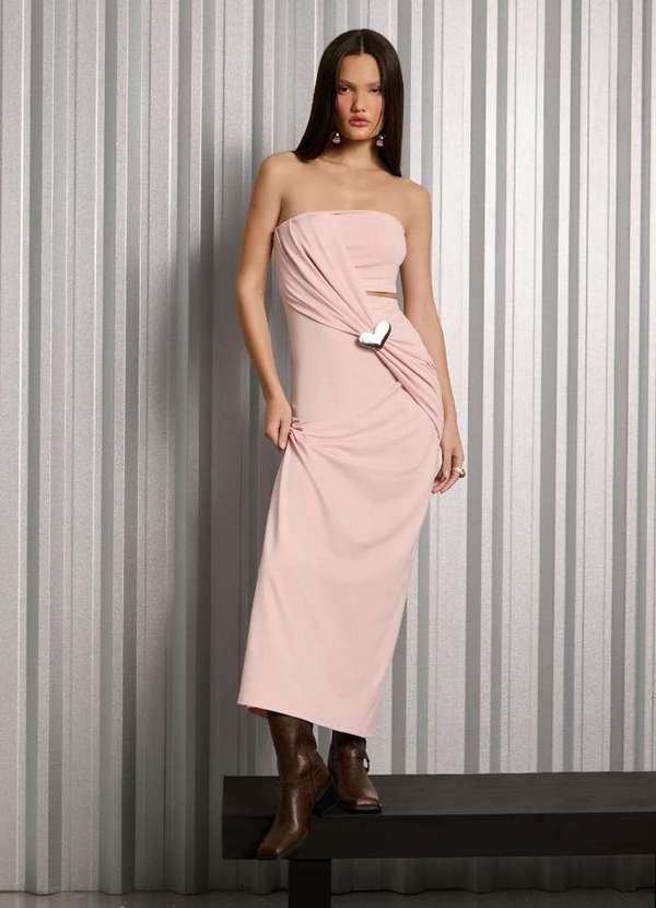 My Favorite - Vestido Midi sem Alças com Sobreposição A2075