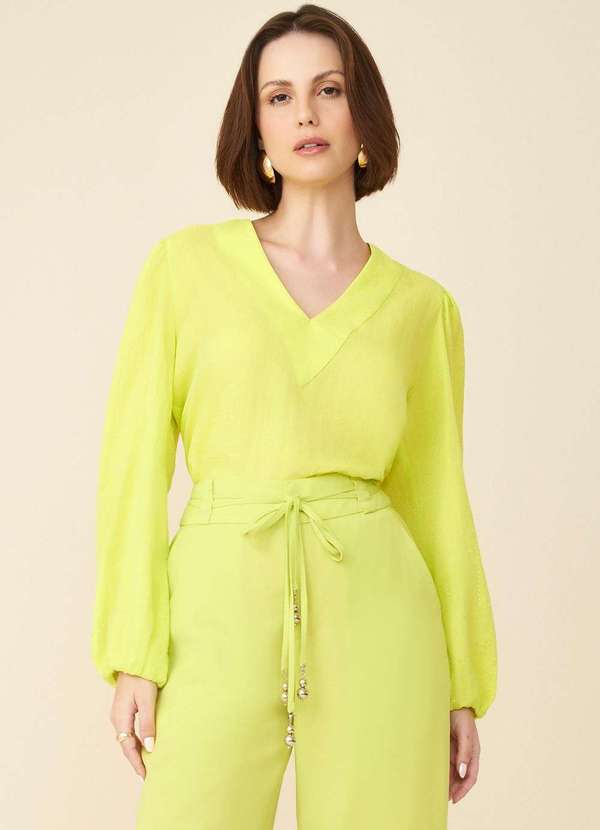 Maria.valentina - Bata Maria.Valentina Decote V com Termocolante Amarelo Amarelo 2