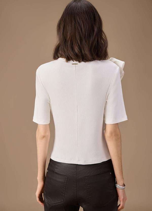 Maria.valentina - Blusa Maria.Valentina Ajustada Decote Careca Manga Curta Padrão o Branco 2