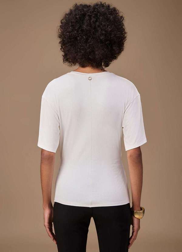 Maria.valentina - Blusa Maria.Valentina Ajustada Decote Careca Manga Longa Padrão o Branco 4