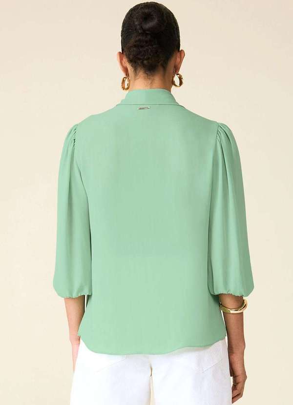 Maria.valentina - Blusa Maria.Valentina Ajustada Decote V Manga 3 Quartos Padrão Ve Verde 2