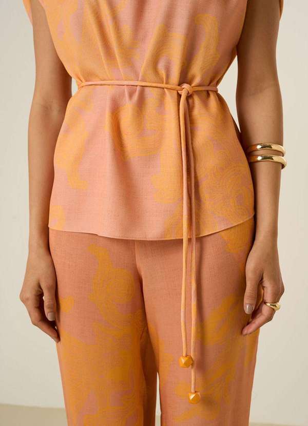 Maria.valentina - Blusa Maria.Valentina Ajustada Decote V Manga Curta Alongada Marr Marrom