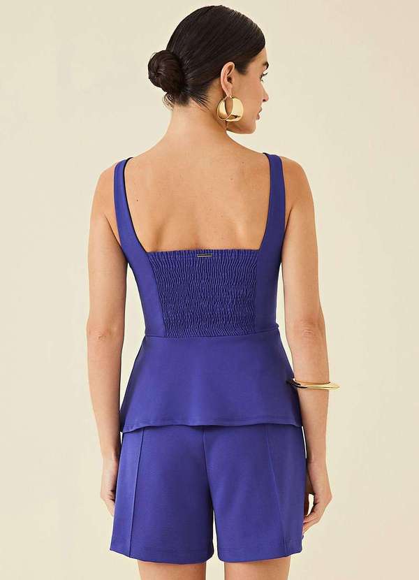 Maria.valentina - Blusa Maria.Valentina Decote Quadrado Alça com Lastex Azul Azul 4