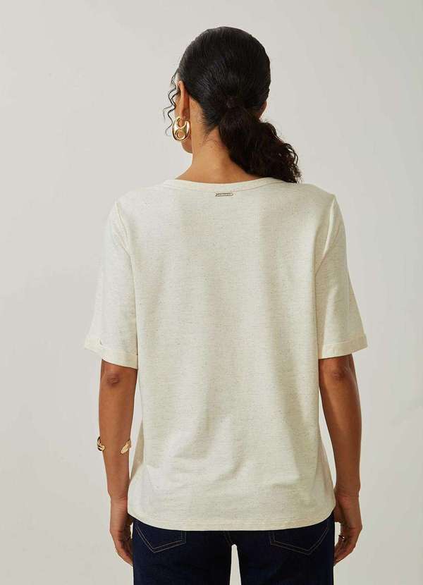 Maria.valentina - Blusa Maria.Valentina Solta Decote Careca Manga Curta Padrão Bege Bege 2