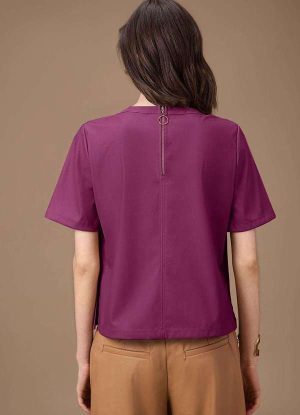 Maria.valentina - Blusa Maria.Valentina Solta Decote Careca Manga Curta Padrão Roxo Roxo 3