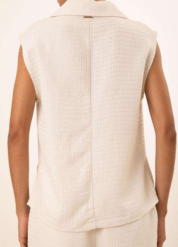 Maria.valentina - Blusa Maria.Valentina Solta Decote V Manga Longa Padrão Off White Branco
